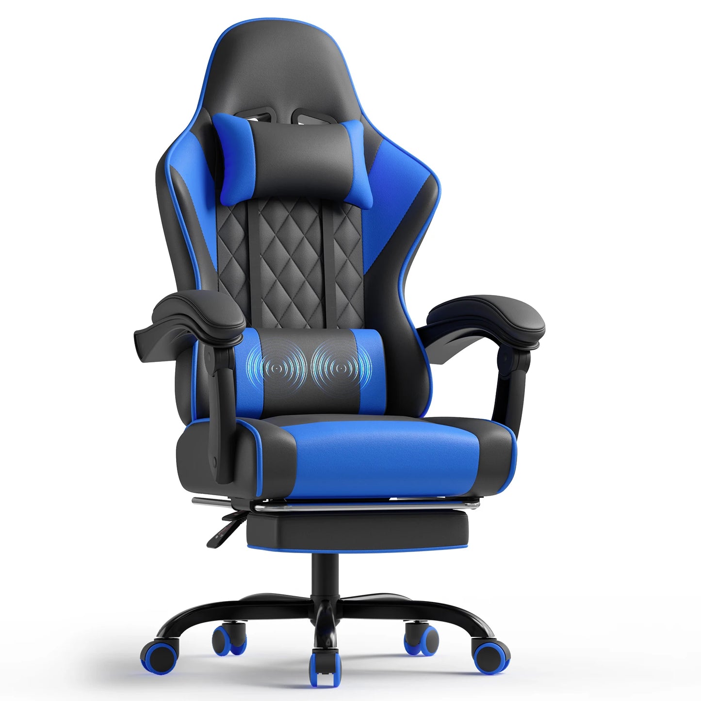 Devoko Height Adjustable Massage Gaming Chair Ergonomic Design with Lumbar Support Headrest Swivel Chair