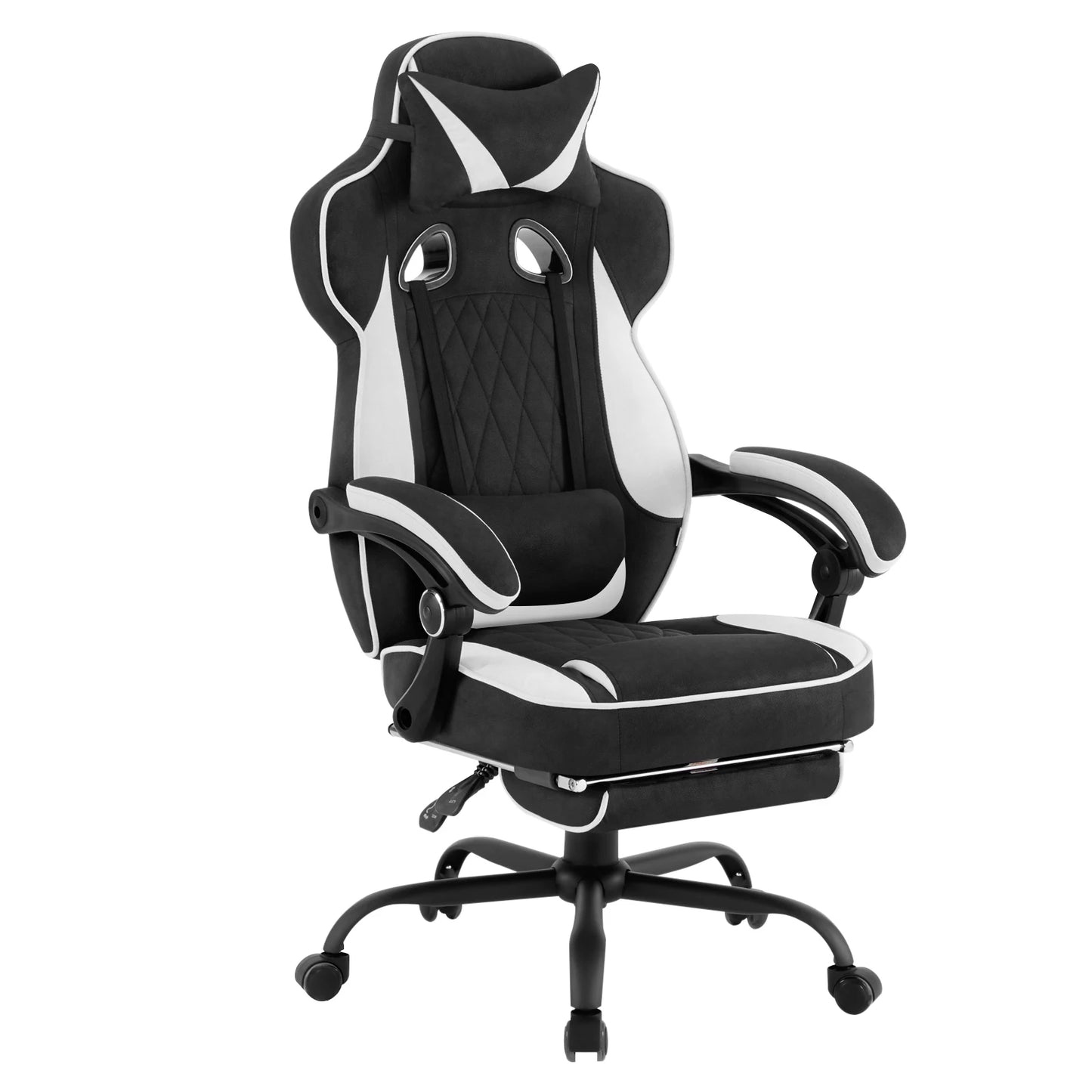 WOLTU Swivel Gaming Chair with Pocket Spring Cushion Ergonomic Office Chair Wide Seat Footrest Rotatable Computer Armchair