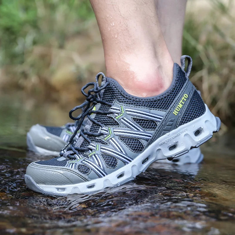 HUMTTO Men Upstream Shoes Outdoor Trekking Wading Aqua Shoes Breathable Mesh Quick Drying Ankle Women Water Sneakers Non-slip