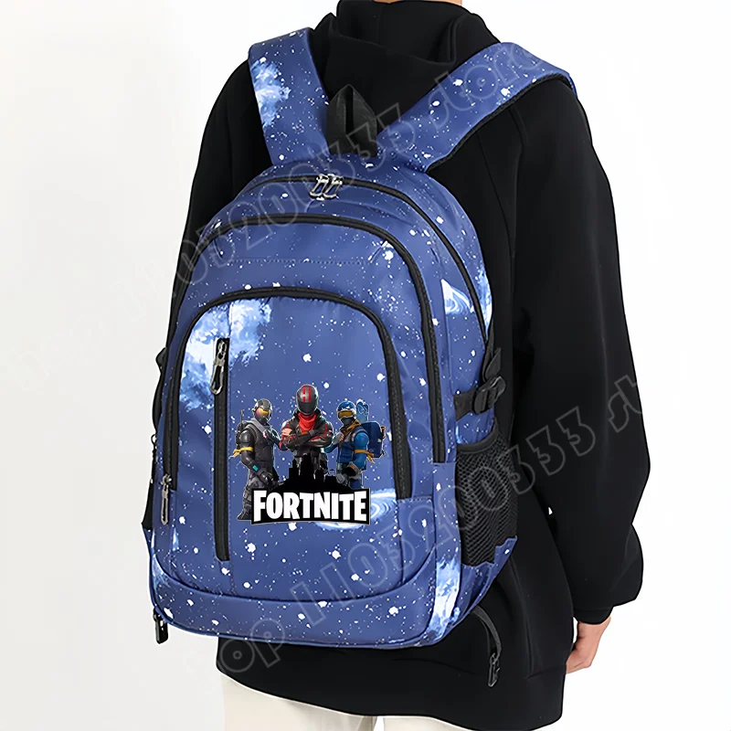 Fortnite Starry Sky Backpack Large Capacity Waterproof Laptop Bag Game Character Print Student Pack Boys and Girls Back to School Bag