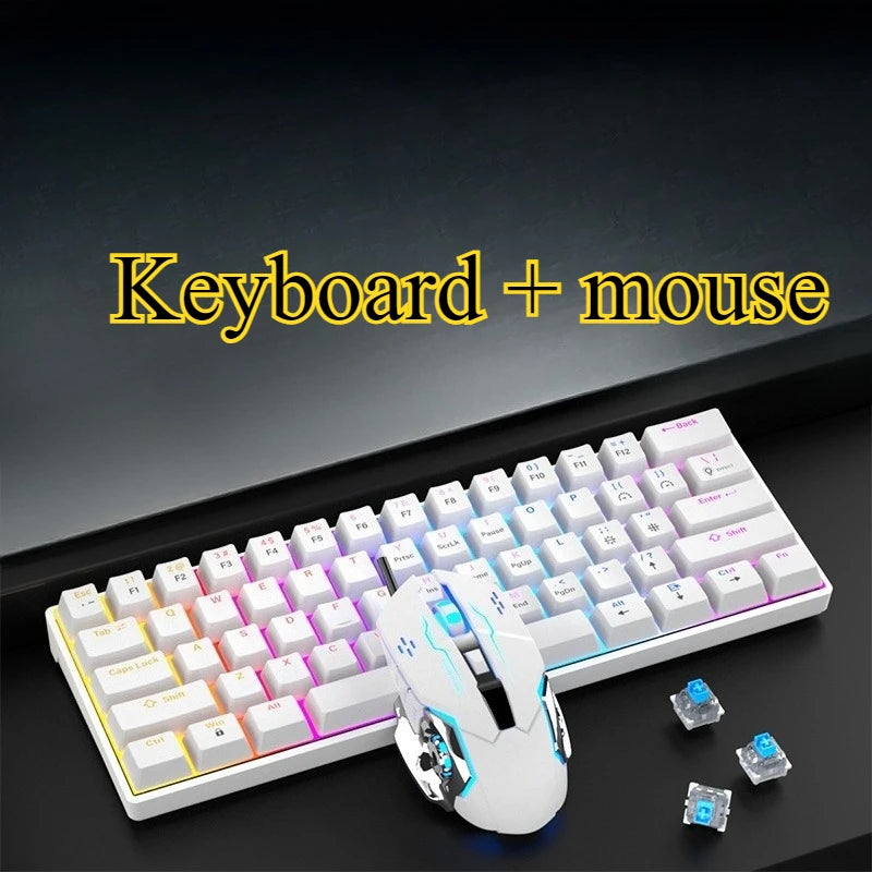 Wired Mechanical Gaming Keyboard 60 White Keyboard Office All White Mechanical Keyboard Teclado Blanco Gamer