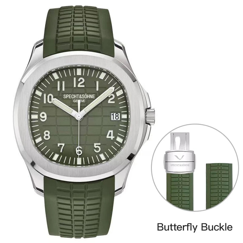 Specht & Söhne Brand Automatic Mechanical Watches Sports Wristwatches Green Sapphire Luminous 50M Waterproof Men's Watch