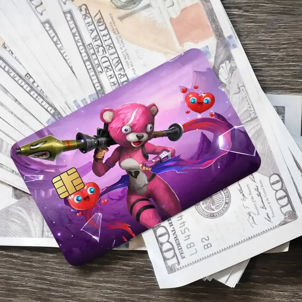 Pegatinas de tarjeta de juego Cuddle Team Leader Fortnite para tarjeta bancaria, película protectora impermeable adhesiva, regalo sorpresa