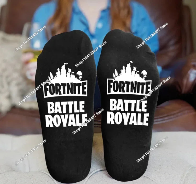 FORTNITE Sportsocken Sommer Schwarz Weiß Atmungsaktive Low-Cut-Socken No-Show Baumwolle Weiche Sport- und Freizeitsocken Kurz