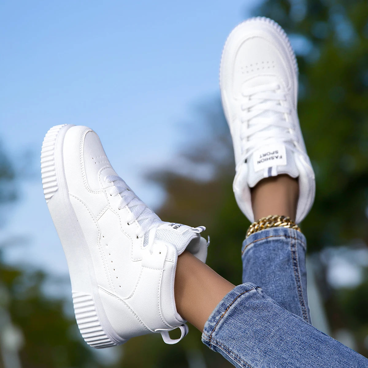 New Style Men’s Casual Leather Shoes, Trendy, Breathable, Versatile Sports White Sneakers, Leather Trendy Shoes