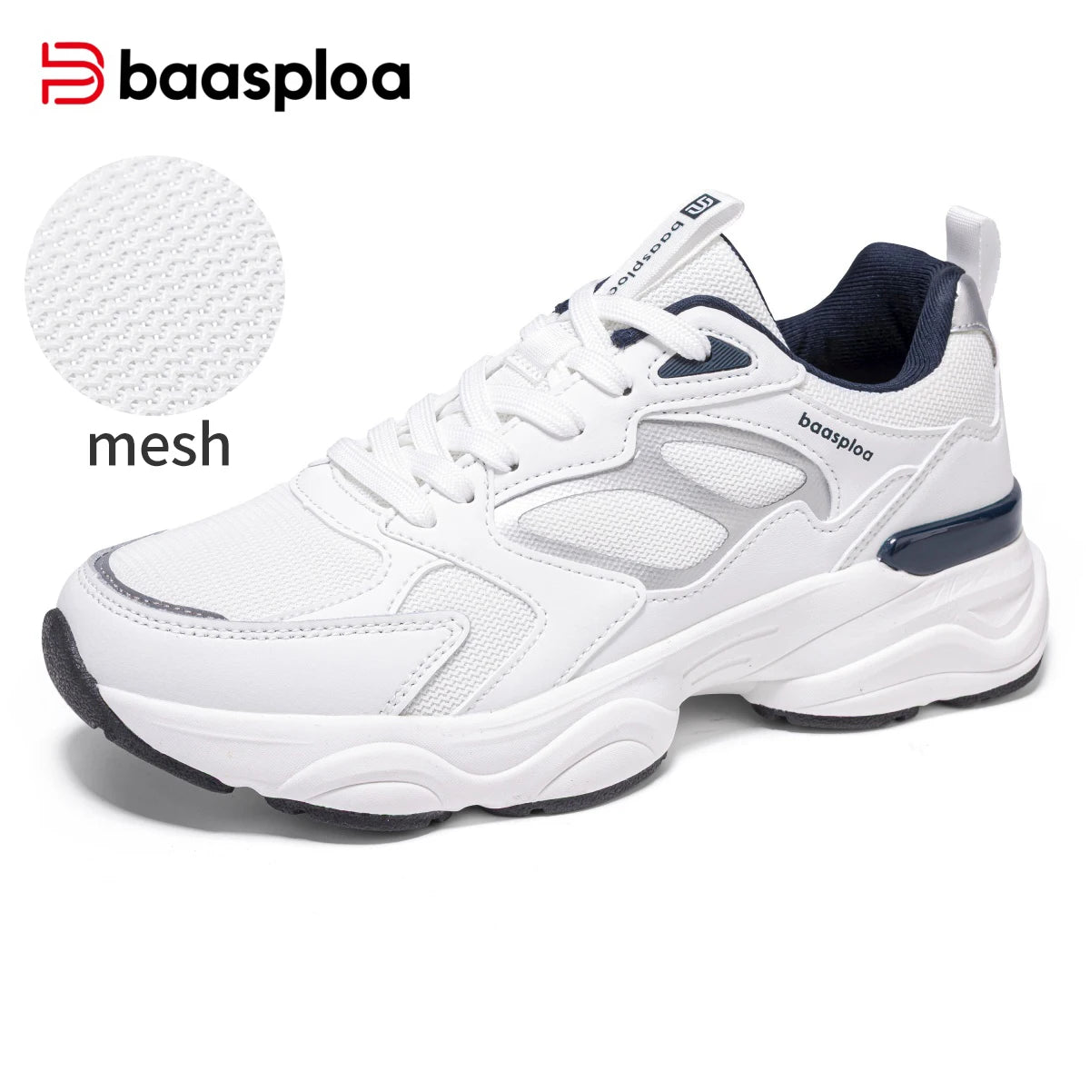 Baasploa Women's Walking Shoes Lightweight Mesh Breathable Sport Shoes Comfortable Soft Leather Casual Sneakers