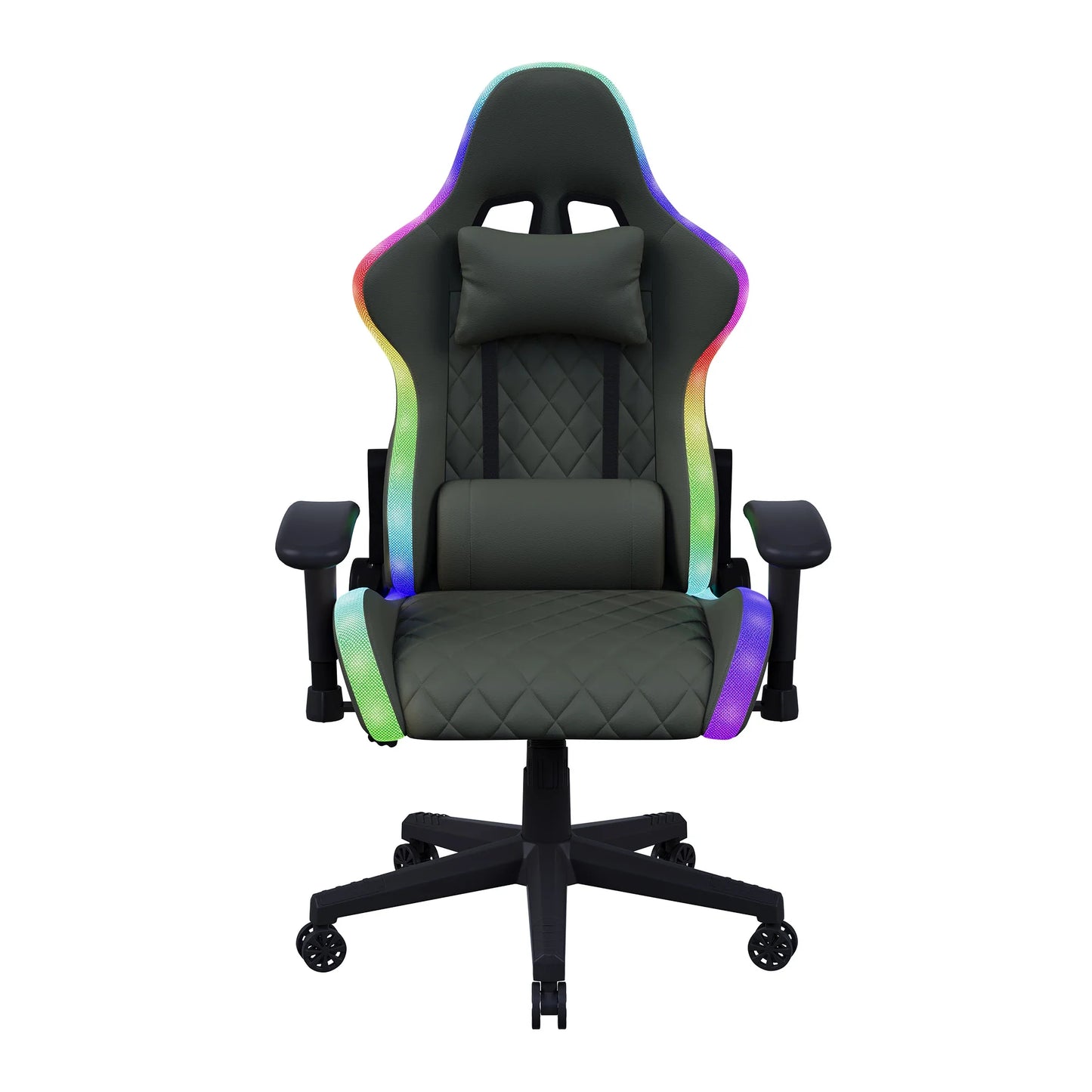 Anajqaqia Gaming Chair RGB LED Light Lumbar Massage Adjustable 90-135° Backrest Ergonomic Office Chair