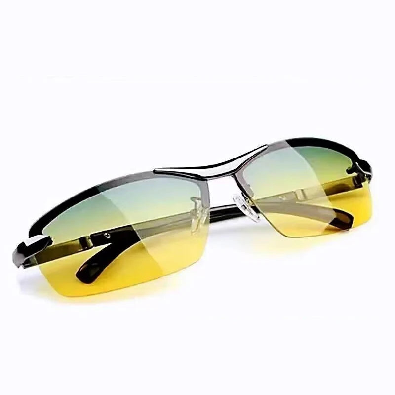 Fashion Fit Rimless Sunglasses Men Women Photochromic Sun Glasses Color Changing Polarized Fishing Car Driving Yellow Glasses