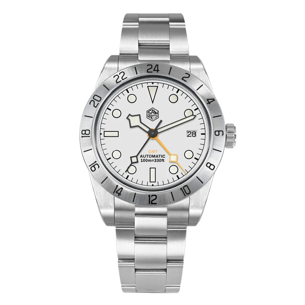 Relógio mecânico automático San Martin New 39mm NH34 BB GMT, relógio desportivo, safira, luminoso, impermeável 100m, para homem, Relogio SN0054