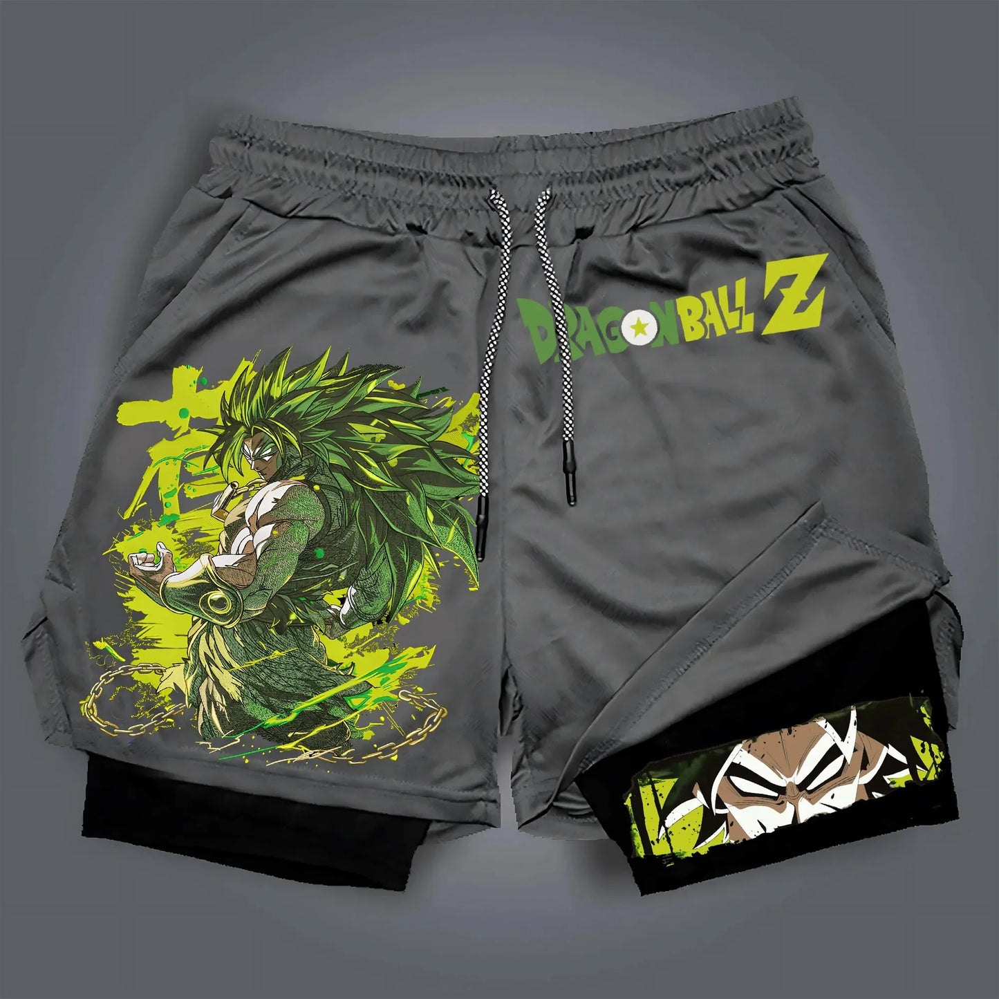 2026 New Summer Dragon Ball Oversized 2-in-1 Shorts High Quality Cotton Broly Super Saiyan Print Unisex Casual Shorts for Adults