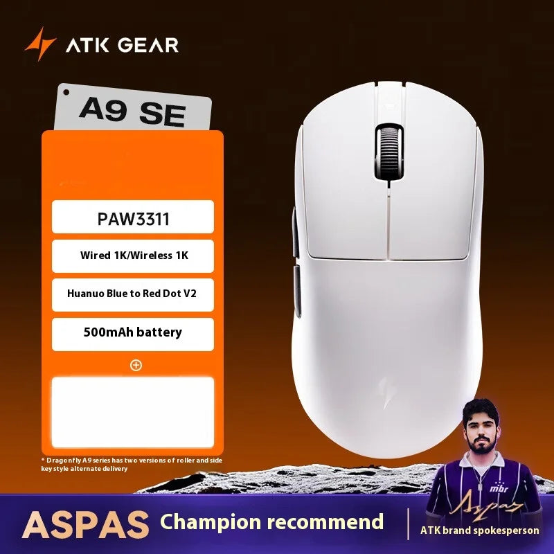 ATK A9 Ultra Wireless Gaming Mouse Tri-Mode 8K, 53g Lightweight Gaming Mouse with Bluetooth, 2.4GHz & Wired, Esports Mouse for PC