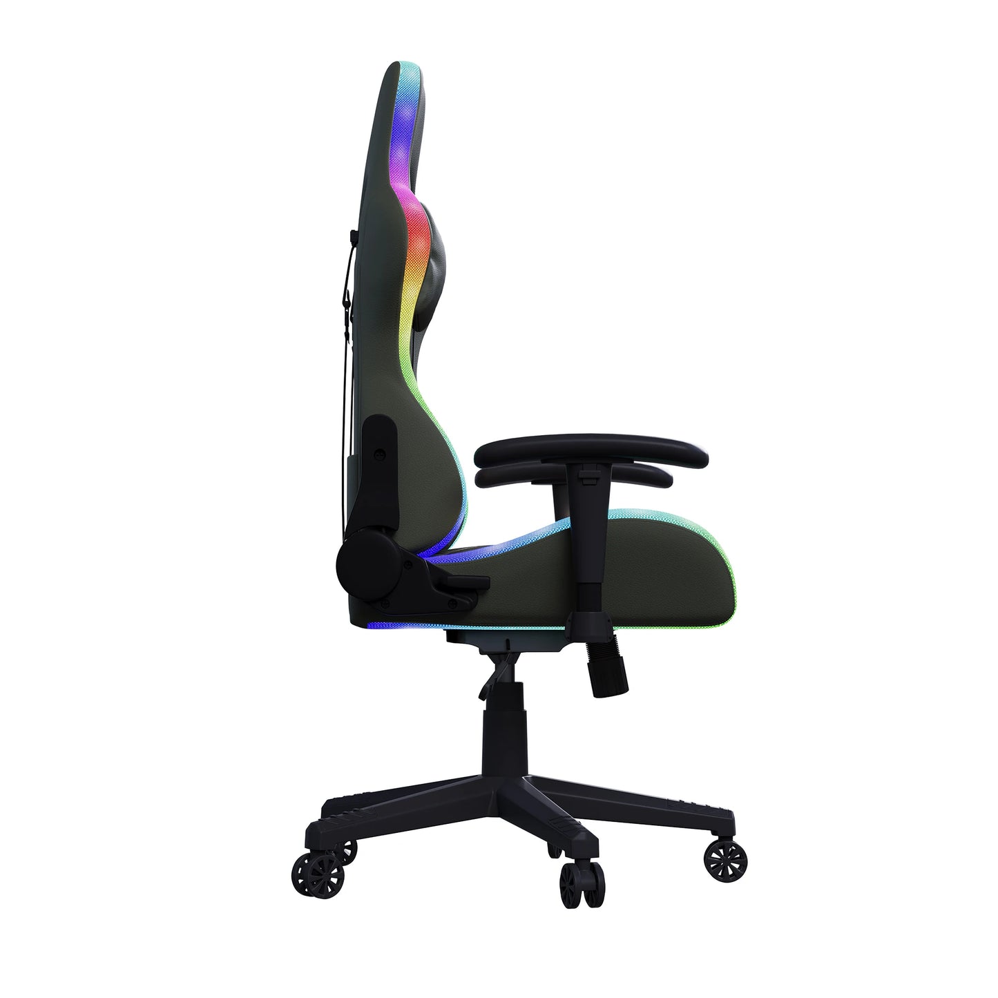 Gaming Chair, Ergonomic Gaming Chair with LED, Adjustable Computer Chair for Teenagers, Lumbar Cushion, Gamer Chair, Black