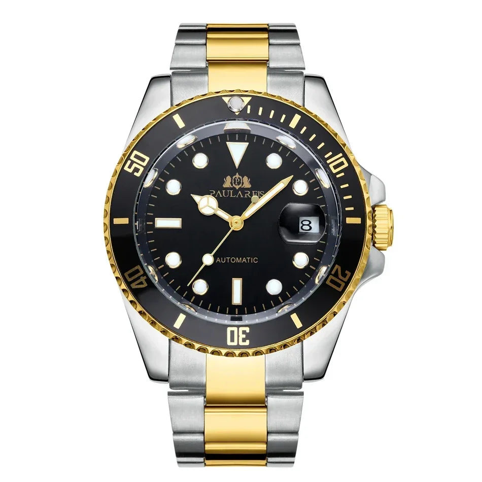 Automatic Men's Watch Mechanical Movement Stainless Steel Gold Silver Green Red Dial Date Strong Luminous Luxury Watches