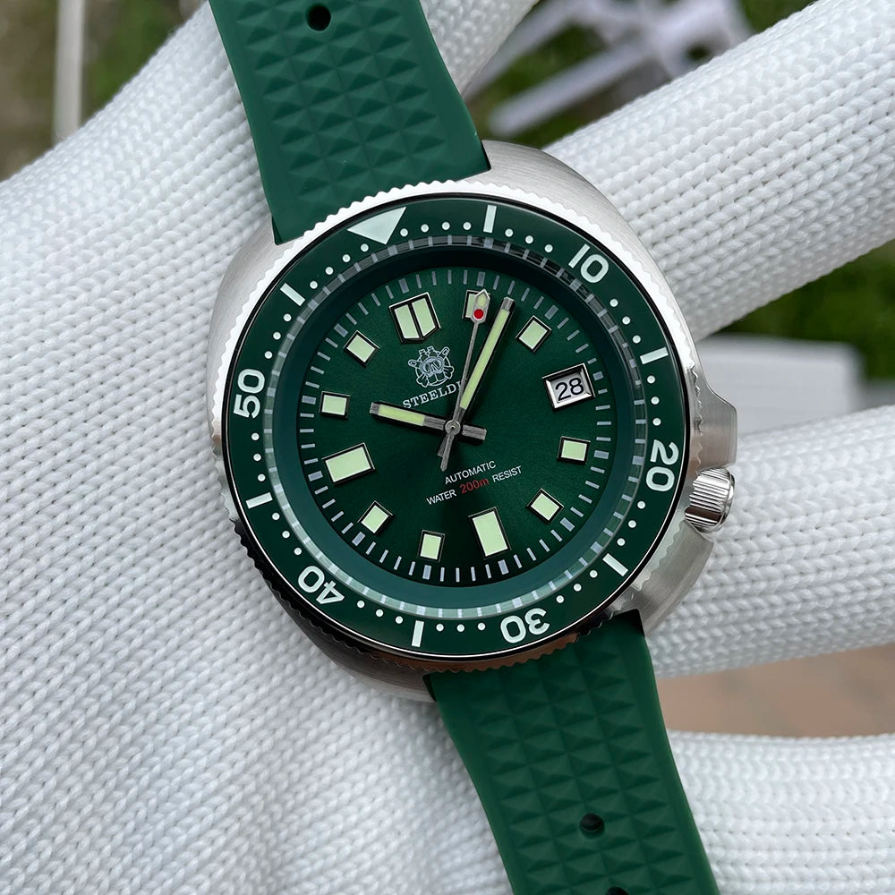 SD1970 STEELDIVE Brand 44MM Sapphire Glass with Transparent AR Coating Ceramic Bezel NH35 Movement Automatic Dive Watch Turtle
