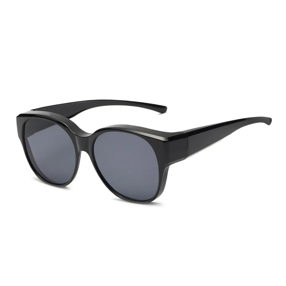 Fashion UV Protection Driving Sunglasses Round Frame Y2K Wear Over Glasses Retro Black Shades for Women Men