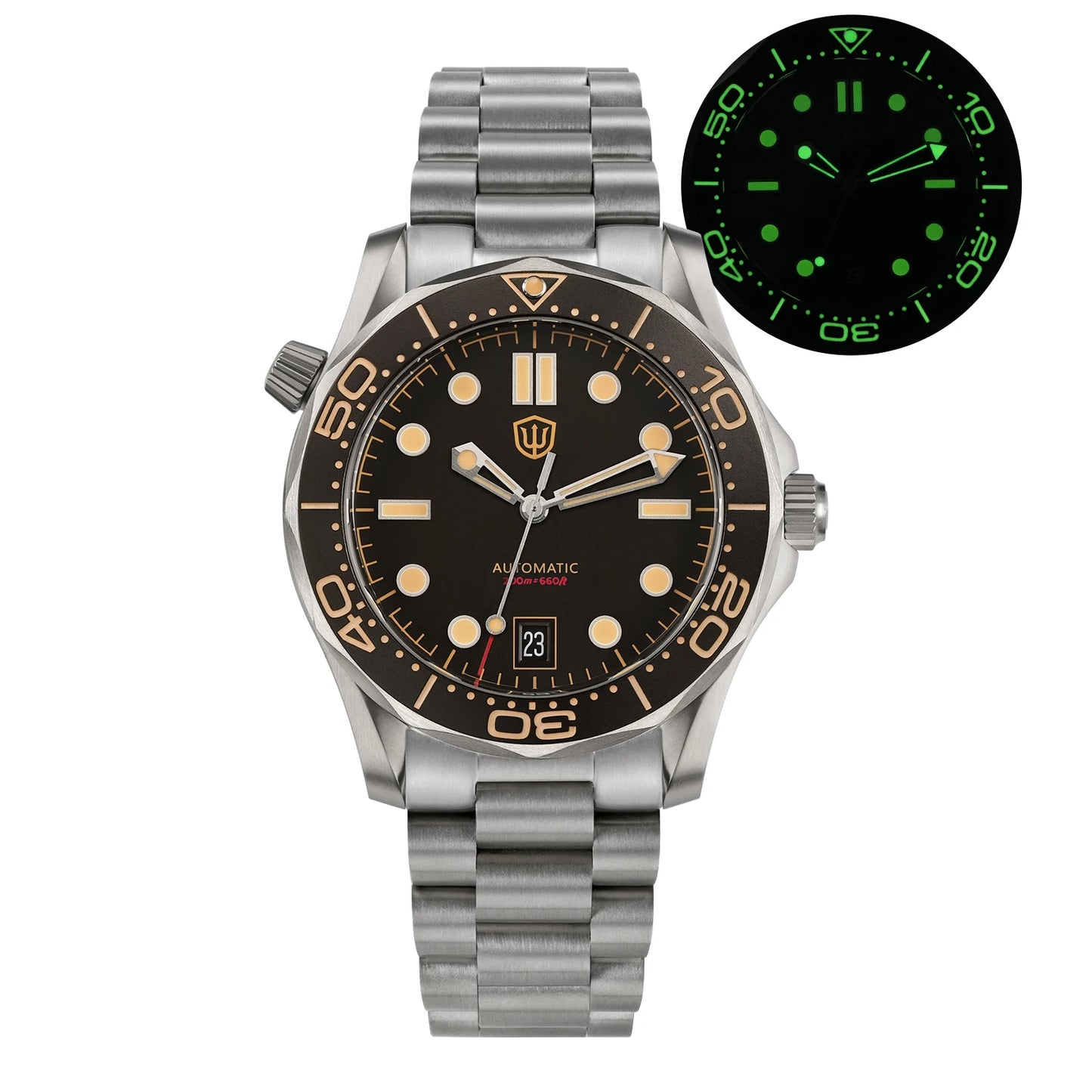 Watchdives WD007 V2 39mm Titanium Dive Watch PT5000 Automatic Movement Luminous 200m Waterproof Domed Bubble Sapphire Watches
