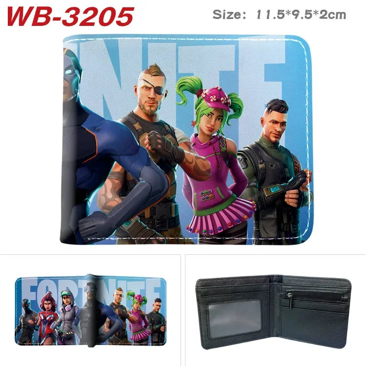 Fortnite Wallets for Kids Anime Fortnite Wallet Cartoon Card Holder Bag Leather Short Purse Fashion Folded Purses Boys Gift
