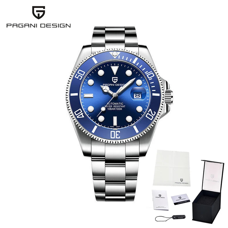 New PAGANI DESIGN Diving Automatic MechanicalWatch Luxury Sports WaterproofWatch Stainless Steel Sapphire Luminous Watch for Men