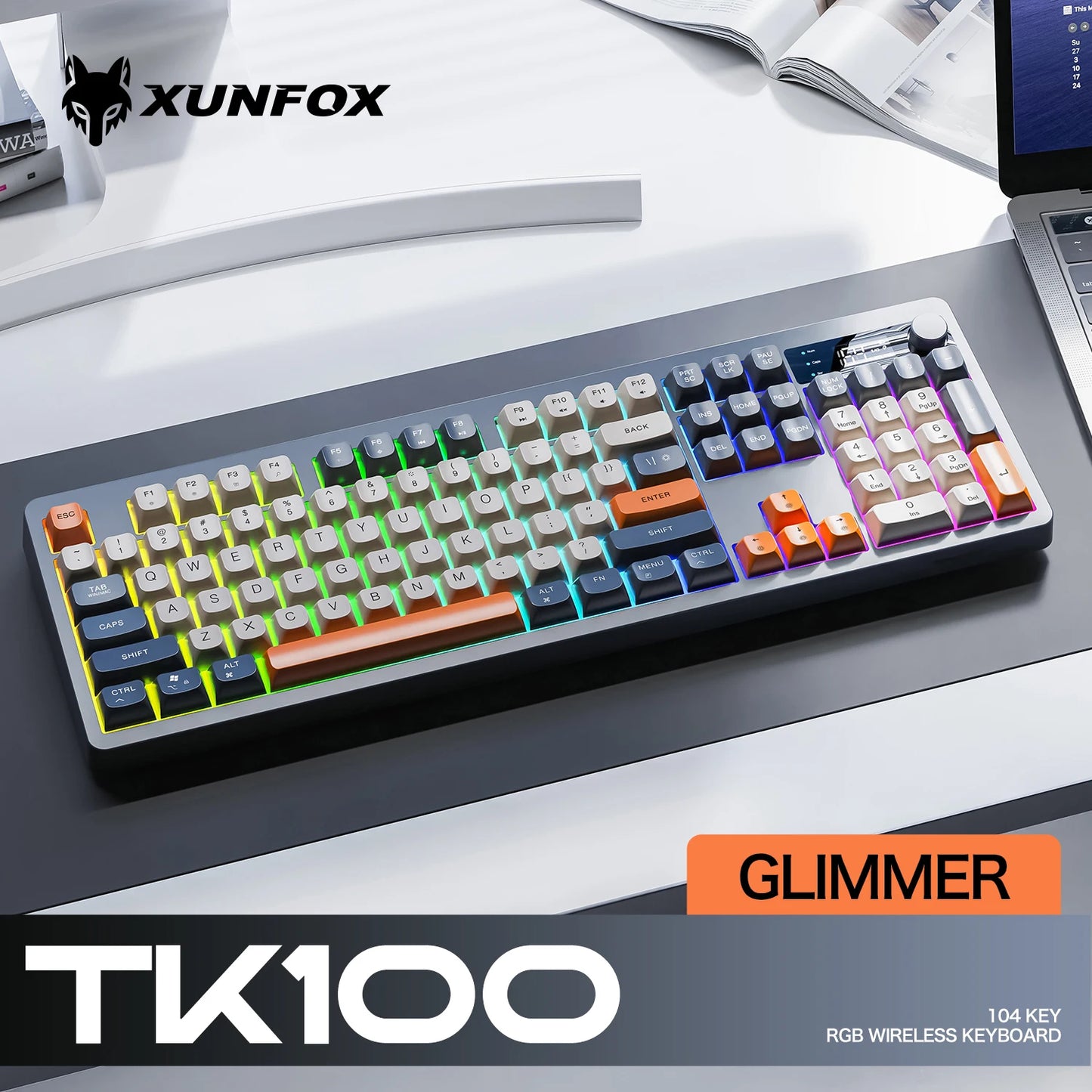 XUNFOX TK100 Wireless 2.4 Keyboard Bluetooth Dual-Mode Game Silent Office Notebook Universal Keyboard