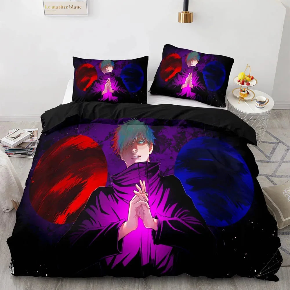 Anime Jujutsu Kaisen Satoru Gojo Bedding Set Boys Girls Twin Queen Size Duvet Cover Pillowcase Bed Kids Adult Home Textileextile