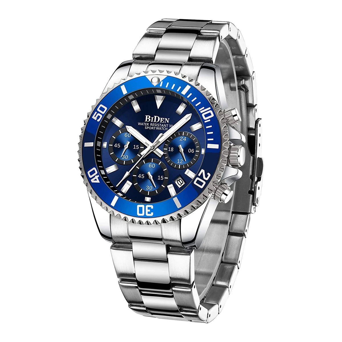 BIDEN Multi-functional men's quartz watch luxury waterproof night light business style diving series casual fashion watch