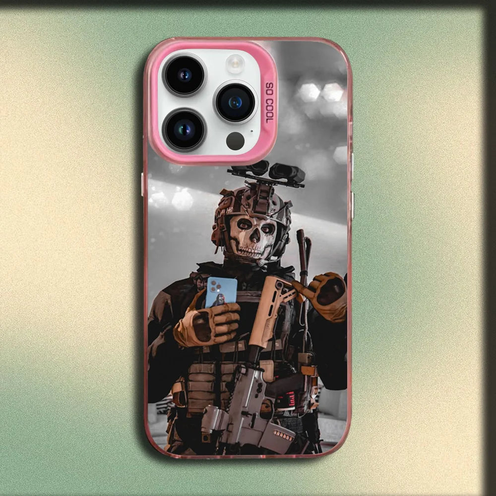 COD Call Of Duty G-Ghosts Phone Case For iPhone 16,15,14,13,12,11,Mini,Pro,MAX Pink Matte Silicone Cover