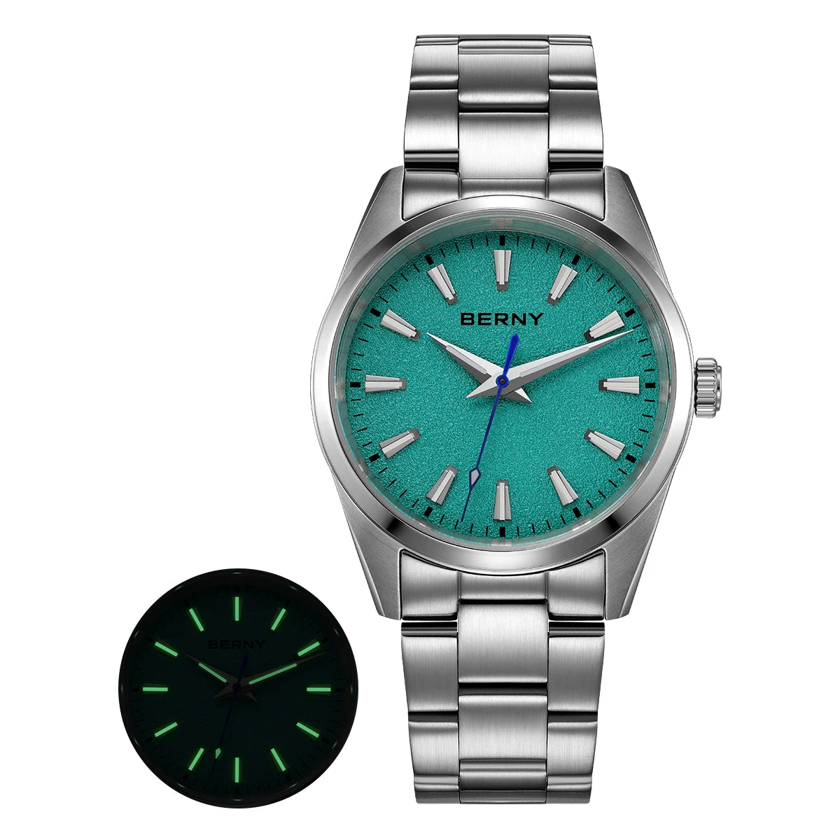 BERNY Men's Watch Luminous AR Sapphire 10ATM Classic Dress Business Quart Watches for Men Fashion Casual Wristwatch