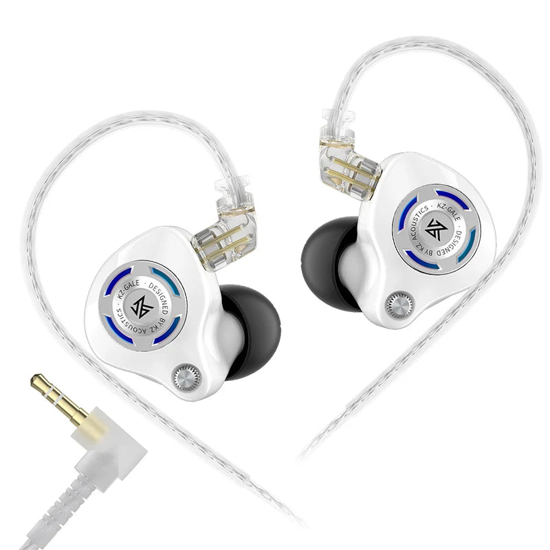 Auriculares IEM Gaming KZ Gale – Monitor In-Ear HiFi con driver superlineal y cable desmontable de 2 pines chapado en plata