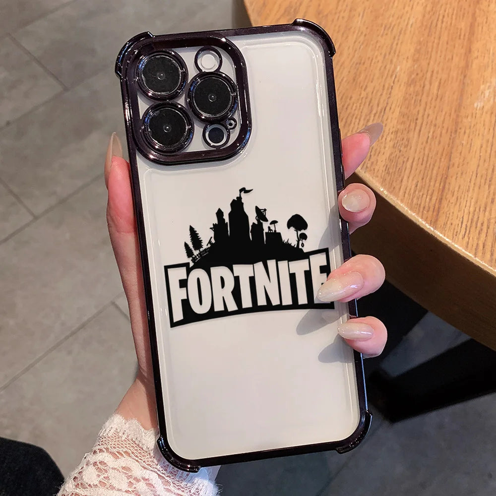 Game Hot F-Fortnites Plating Phone Case For iPhone 17 17e 16e 16 15 14 13 12 11 Pro Max X XR XSMax 7 8 Mini Air Plus Anti-Fall
