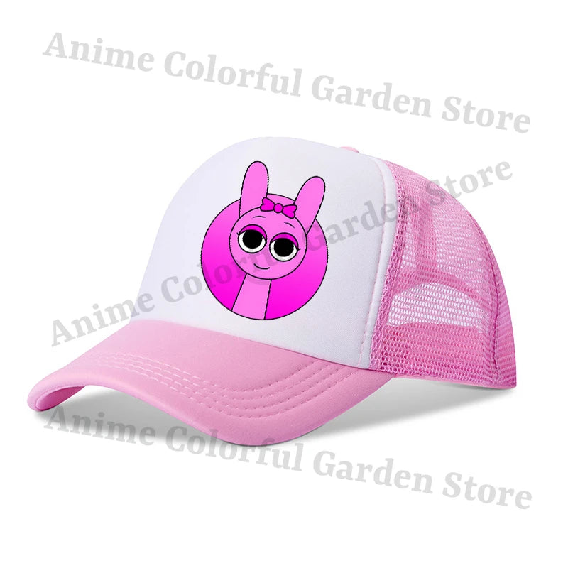 Sprunki Parent-child Baseball Cap Anime Cartoon Hip Hop Flat Caps Men Women Kids Summer Fashion Sunshade Breathable Hats Gifts