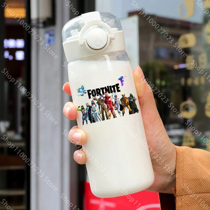400ML Fortnite 18CM Straw Cup for Adult Boys Girls Cute Water Cup Cartoon Students Drop-Resistant Water Bottle Portable Gifts