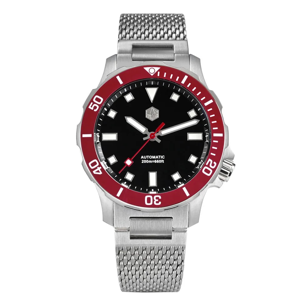 San Martin Original Design Diver 39.5mm V2 Men Watch NH35 Automatic Mechanical Watch Milanese Bracelet Waterproof 200m Luminous