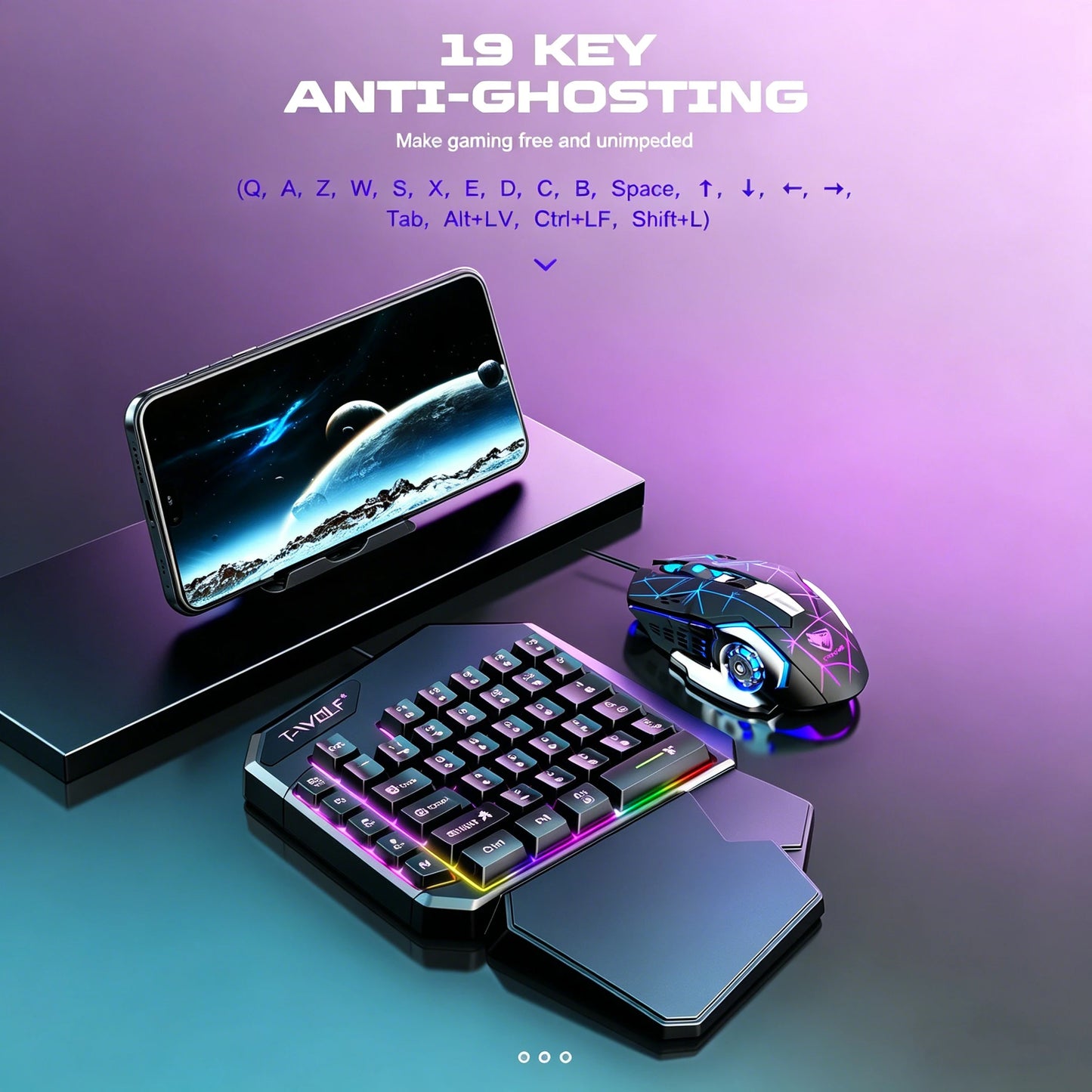 Wired One-Handed RGB Mechanical Gaming feel Keyboard, Mecha Membrane 40 Keys USB Professional Gaming Keypad Multimedia buttons