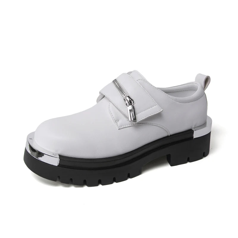 Men's Thick-Soled Leather Shoes Designer's Personalized Style Leisure Party Office Outdoor Fashion Street Black White Shoes