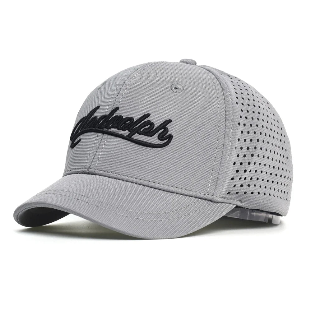 Baseballcap mit kurzem Mesh-Schirm, hinten geschlossen, für Damen und Herren, atmungsaktiv, Snapback-Cap, anliegender Dad Hat, verstellbar, einfarbig, im Trucker-Stil