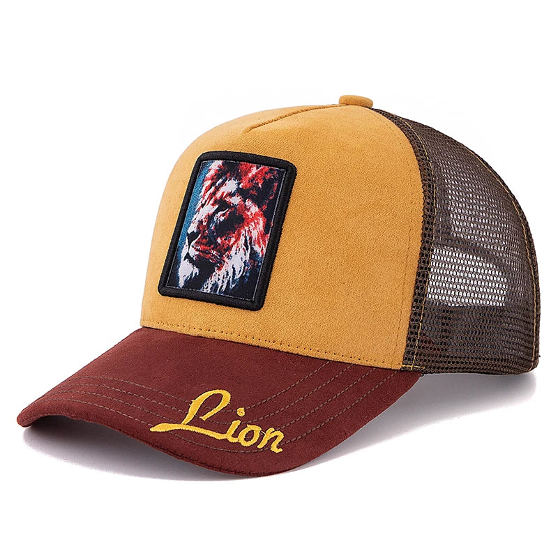 Hot Sale Unisex Trucker Hat Grizzlies Pattern Patch Design Suede Sun Hat Summer Animal Baseball Cap For Men Women 