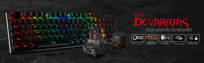 Redragon K556 RGB Mechanical Gaming Keyboard Wired 104 Keys Hot-Swappable RGB Backlit Keyboard with Noise Absorbing Foam & Aluminum Frame