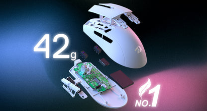 Rato Gaming Redragon M724 com Fio 42G Ultraleve, 12,400 DPI Máx., Ótico, 5 Botões Programáveis