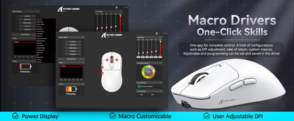 Ratón gaming inalámbrico ATTACK SHARK X3 PixArt PAW3395 49g SUPERLIGHT, BT/2.4G inalámbrico/con cable, 6 DPI ajustables hasta 26000