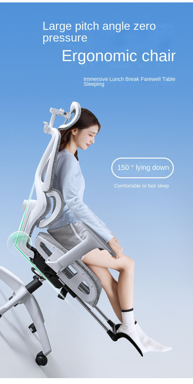 UVR Reclining Boss Chair Sedentary Comfort Mesh Staff Sedentary Comfort Ergonomic Design Backrest Stool Game Office Chair