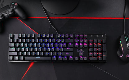 Redragon K556 RGB Mechanical Gaming Keyboard Wired 104 Keys Hot-Swappable RGB Backlit Keyboard with Noise Absorbing Foam & Aluminum Frame