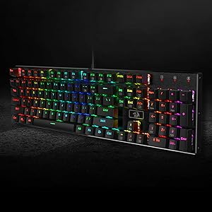 Redragon K556 RGB Mechanical Gaming Keyboard Wired 104 Keys Hot-Swappable RGB Backlit Keyboard with Noise Absorbing Foam & Aluminum Frame