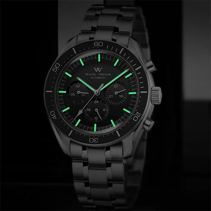 Relógio WM Automático Mecânico 200M Impermeável Casual Clássico Business Welly Merck Relógios para Homem 170M-WM
