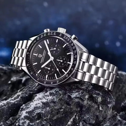 Novo Relógio de Homem PAGANI DESIGN V6 Moon 2026, Speed Sports, Cronógrafo de Quartzo, Vidro Safira AR e Luneta em Cerâmica, Seguro