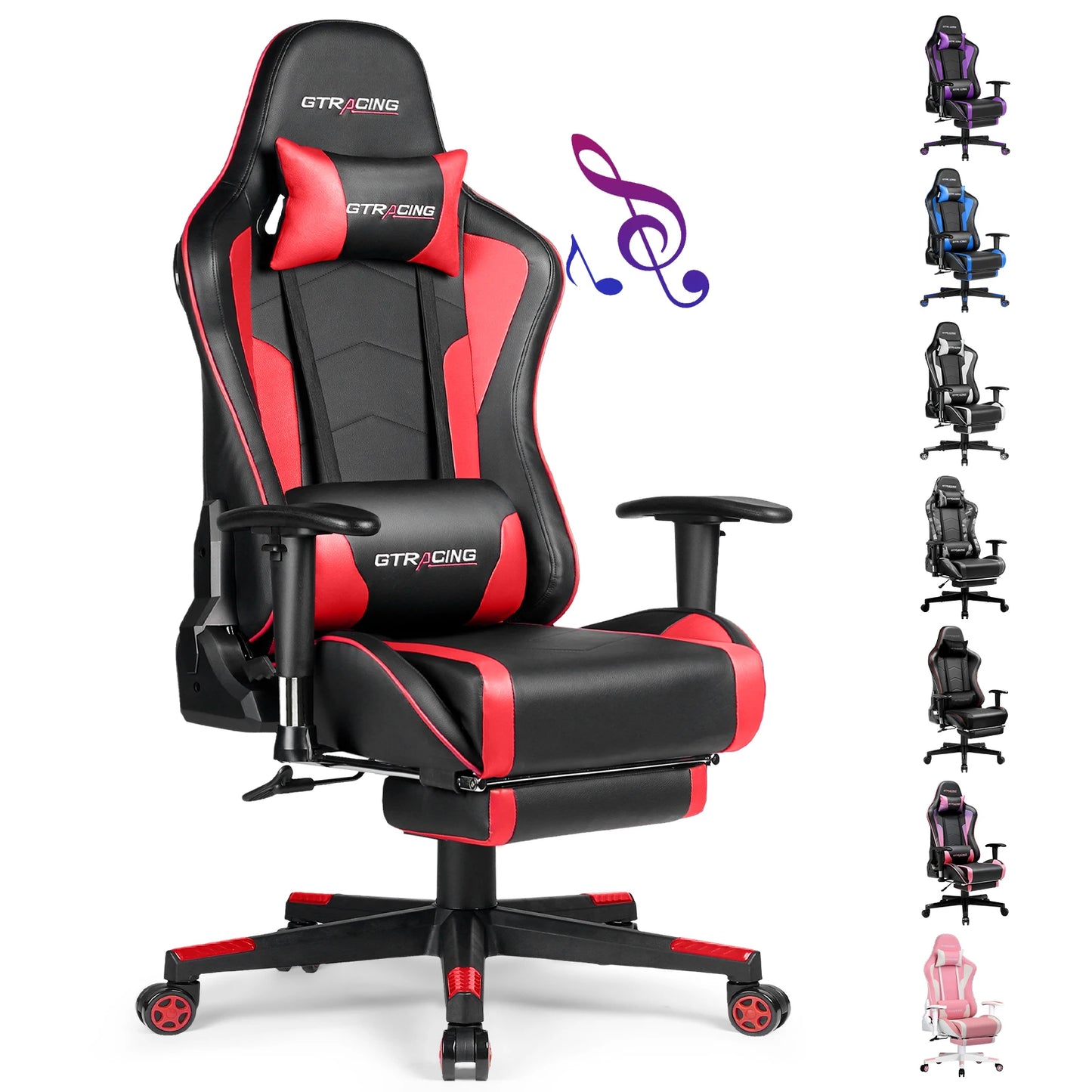 GTPLAYER Gaming Chair with Footrests Bluetooth Loudspeaker Music Chair Ergonomic Computer Chair Desk Chair