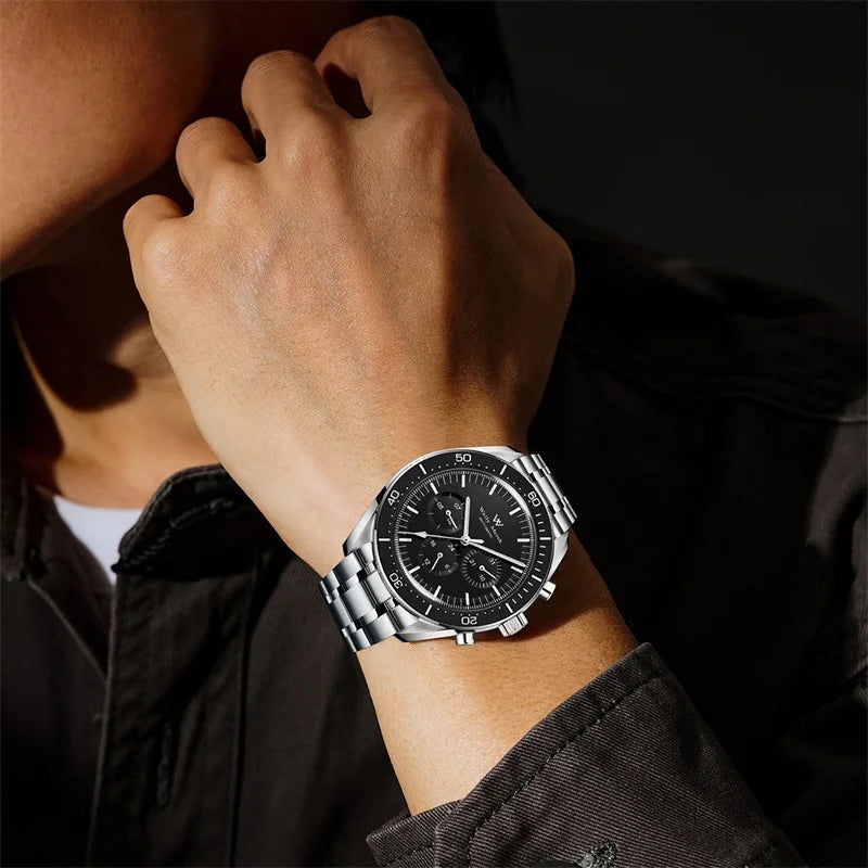 Relógio WM Automático Mecânico 200M Impermeável Casual Clássico Business Welly Merck Relógios para Homem 170M-WM