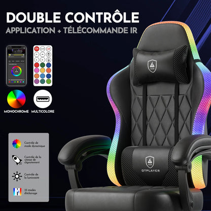 GTPLAYER Gaming Chair Office Chair Gaming Chair with LED Light Bar Gamer Chair Backrest with Storage Bag Ergonomic