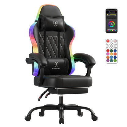 GTPLAYER Gaming Chair Office Chair Gaming Chair with LED Light Bar Gamer Chair Backrest with Storage Bag Ergonomic