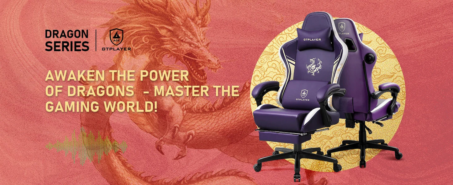 GTPLAYER Gaming chair Gamer chair with Bluetooth Speakers and Footrest Dragon Series Office Chair Ergonomic Gaming chair