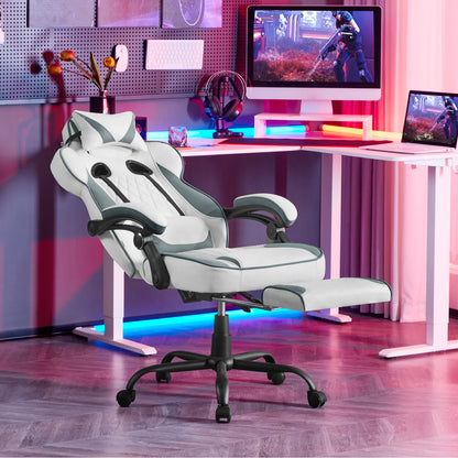 WOLTU Rotatable Computer Armchair Swivel Gaming Chair with Pocket Spring Cushion Ergonomic Office Chair Wide Seat Footrest
